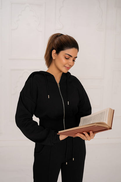 Fleece Full Zipper Suit With Rib  aura 40