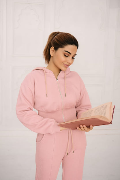 Fleece Full Zipper Suit With Rib  aura 40